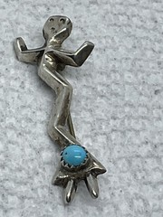 A Vintage Sterling Silver Ye Brooch With Turquoise. In Excellent Condition.