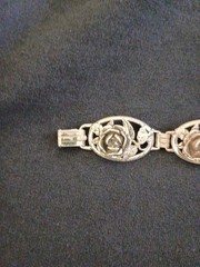 DANECRAFT Vintage Sterling Silver Floral Rose and Leaf Oval Link Bracelet RARE *