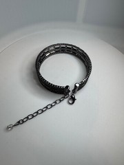 Vintage Black Rhinestone Multi Strand Wrap Bracelet Gunmetal Gothic Glam