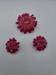 Vintage West Germany Beaded Acrylic Brooch & Earrings Pink