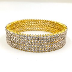 22K Gold Plated Cubic Zirconia Bangle Set Handmade South Indian Ethnic Jewelry