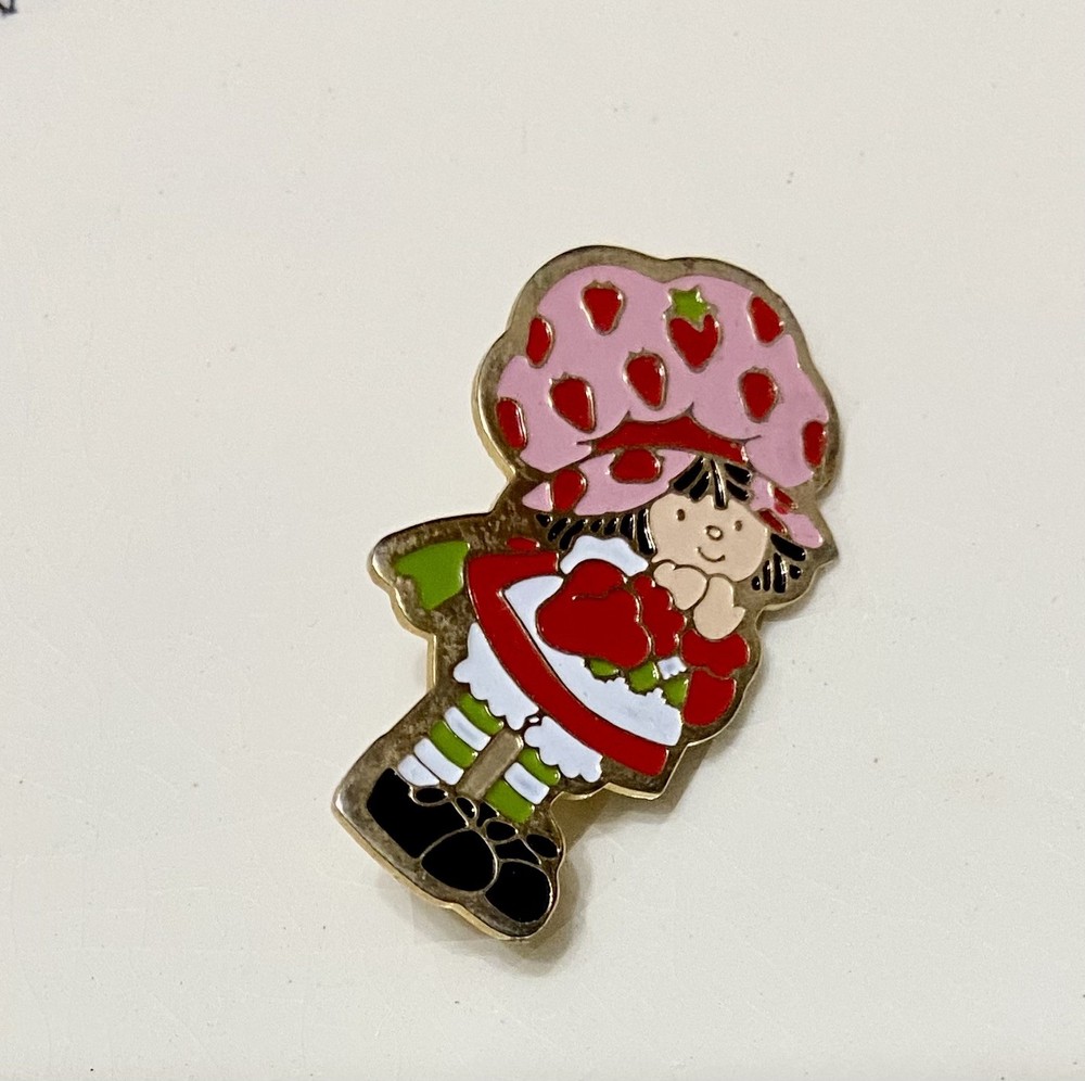 Vintage Strawberry Shortcake Enamel Pin Lapel Hat Button