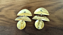 Edgar Berebi Enamel Dangle Earrings – Sculptural Modernist Gold Tone Vintage