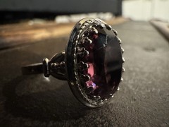 Vintage Danecraft Sterling Silver Purple Amethyst Ring • Adjustable