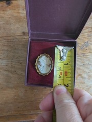 Vintage Hand Carved Shell Cameo Rolled Gold A&D Stamped Left Facing Germany