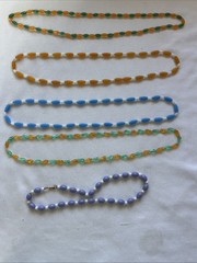 Vintage 1960s Plastic Bead Necklace Lot (5) Signed Hong Kong MCM Melon Beads