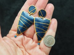 Vintage Sophisticated Edgar Berebi Blue Enamel Pierced Earrings
