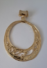 LIRM Sterling Silver Gold Plated Vintage Israel Large Circle Scroll Pendant