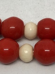 Antique Natural Red&White Coral Beads Necklace