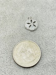 925 Sterling Silver Pave Rhinestone Sand Dollar Charm Pendant