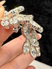 Vintage Weiss Rhinestone Chandelier Brooch Silver Tone Full of Sparkle Waterfall