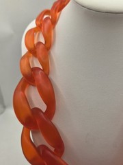 Iris Apfel Inspired Neon Orange Resin/Acrylic Chain Choker Necklace 20″L