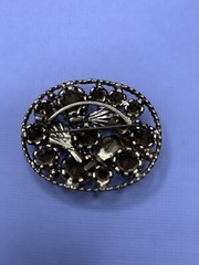 Aurora boreal brooch pin carved shells prong set Signed￼ Australia Browns C4￼