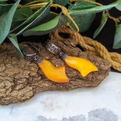 Vintage USSR Amber Earrings 875 Silver Soviet amber earrings