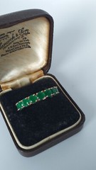 Vintage 1990-s 14 Ct Rolled Gold Emerald Ring Size UK P US 7 1/2 – Hallmarked!
