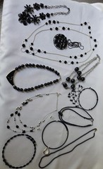 Vintage Set Of 11 Gothic Black Necklaces Excellent Condition