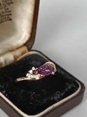 Vintage 1990-s 14 Ct Rolled Gold Amethyst Ring Size UK Q US 8- Hallmarked!