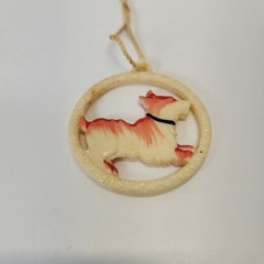 VTG Art Deco Painted Scottie Dog Necklace/Keychain Charm Early Plastic/Celluloid