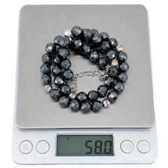 Vintage Hematite Sterling Silver 925 Beaded Necklace 16″-18.5″