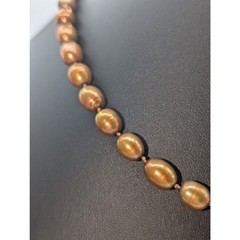 Vintage Golden Brown Genuine Pearl Knotted 18.75″ Necklace