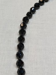Vintage Black Glass Bead Necklace Classic Retro Gothic Emo Long ~24″