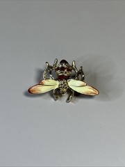 Vintage Brooch Bee Bug Insect Enameled Gold Tone Nature