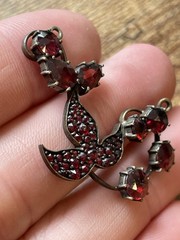 Antique Victorian Bohemian Rose Cut Garnet Pendant 1.5 Inches! Beautiful!