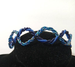 Vintage Czech Republic Choker Necklace Blue Beads Infinity 90s Y2K