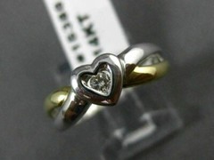 ESTATE .06CT DIAMOND 14KT WHITE & YELLOW GOLD 3D SOLITAIRE HEART FUN RING #15388