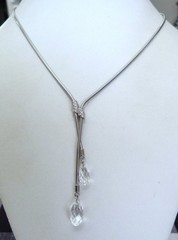DESIGNER SWAN SIGNED SWAROVSKI FACETED BRIOLETTE CRYSTAL DROPS CHAIN NECKLACE