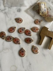 12 VTG Guilloche Enamel 12x10mm Charms