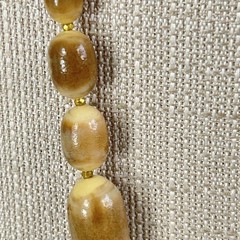 Vintage Chunky Necklace Golden Brown 25″ Statement Graduated Oval Beaded