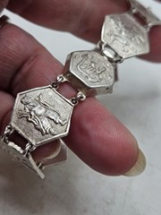 Vintage China Export Sterling Silver Panel Bracelet. Signed China, Sterling,