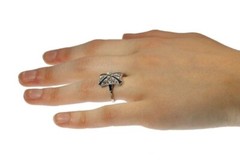 Art Deco 2Ct Sapphire & Lab Created Diamond Birthday 14K White Gold Filled Ring