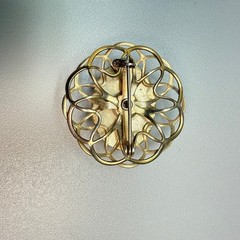 Vintage Gold Tone Confetti Lucite Brooch MCM 1950s