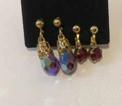 Vintage Gold Tone Rhinestone Clip Screw Back Earrings Lot of 4 Pair