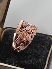 Vintage 1990-s 14 Ct Rolled Gold Zircon Ring Size UK P US 7 1/2- Hallmarked!