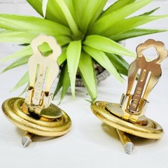 Vintage Jeff Lieb Industrial Brutalist Metal Spiral Gold Tone Clip On Earrings