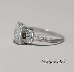 Art Deco Vintage 1.55CT Round Cut Lab-Created Diamond Ring 14K White Gold Finish
