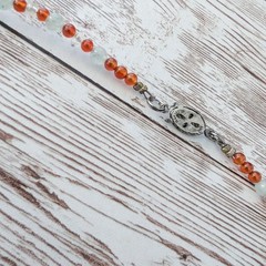 Vintage Necklace Dainty Beaded Orange, Very Light Green, Clear