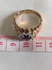 Vintage Costume Faux Gold Ruby Diamond Ring Size 10