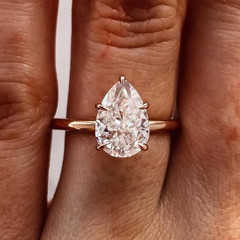 10K Yellow Gold Finish 2.00CT Pear Cut White Moissanite Women’s Solitaire Ring