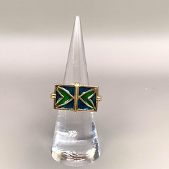 POLCINI Ring Vintage Enamel Heart Cocktail Costume Brushed Metal Gold Tone