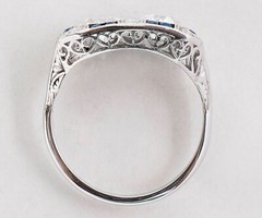 Art Deco Style Lab Created Diamond Engagement Wedding 14K White Gold Finish Ring