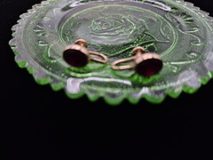 Vintage 1/20th 12K Gold Filled Earrings Screw Clasp Bezel Set Garnets Elegant!