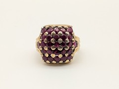 Vintage Gold over 925 Sterling Silver Ruby Pavé Ring Sz 9