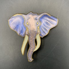 William Spear Elephant Brooch Pin Purple Enamel 1989 1980s Vintage