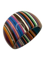 Resin Or Acrylic Layered Striped Colorful Bullseye Bangle Chunky Bracelet