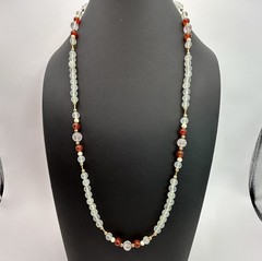 Vintage 14/20 14K Gold Filled Natural Stone Bead Necklace Mid-Century 24”