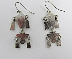 Edgar Berebi Enamel Cow Dangle Earrings Signed EB Silver Tone Articulated